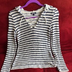 Lacy Up Stripped Sweater